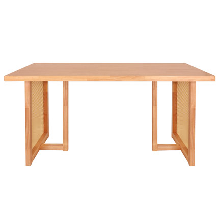 北欧实木餐桌藤编桌椅组合简约现代家用小户型茶桌饭桌长方形桌子