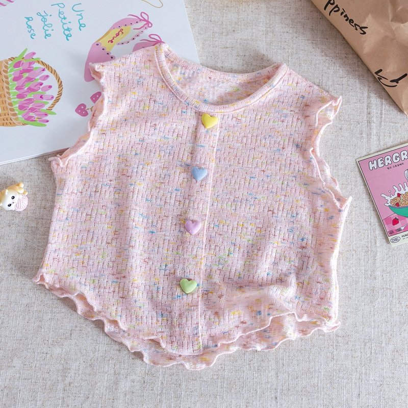 女童T恤夏装新款宝宝韩系甜美木耳边无袖网红百搭糖果色背心上衣,童装/婴儿装/亲子装,背心吊带,淘宝优惠券,粉丝福利购,淘宝优惠卷