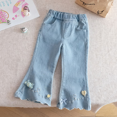2026新款春秋女童牛仔喇叭裤