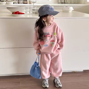 女童套装春装2025新款韩版宽松洋气宝宝套头长袖卫衣休闲裤两件套