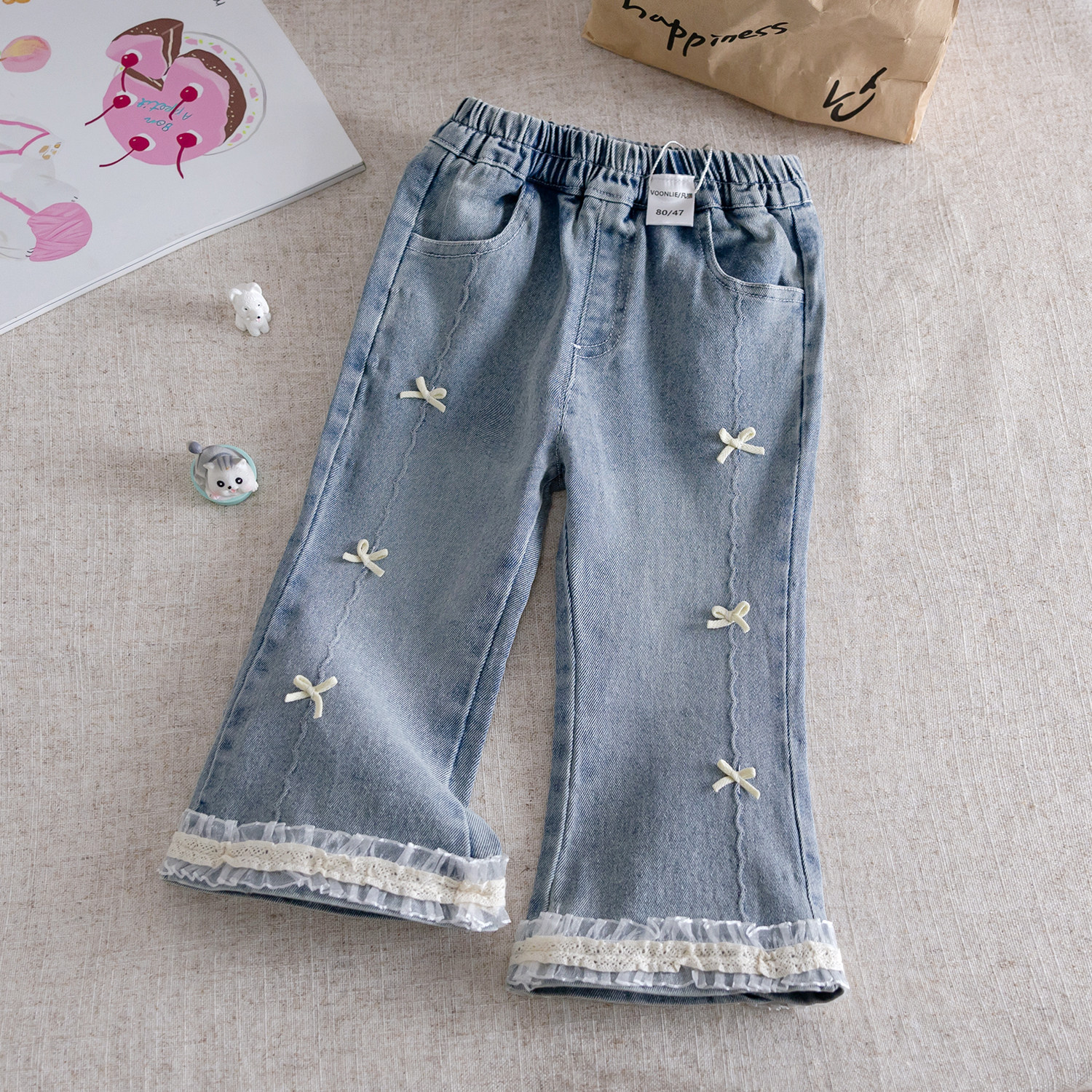 喇叭裤女童春秋季2025新款高颜值洋气裤子小女孩宽松超好看牛仔裤,童装/婴儿装/亲子装,儿童牛仔裤,淘宝优惠券,粉丝福利购,淘宝优惠卷