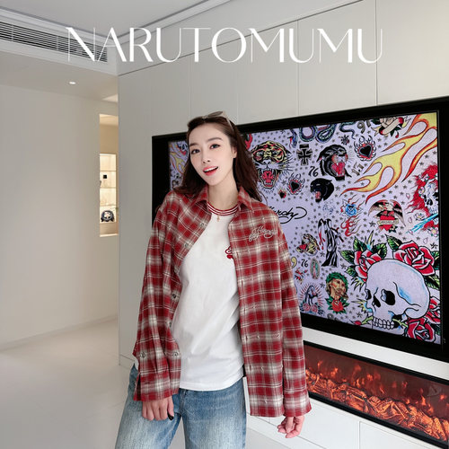 小姐姐全球购ED HARDY 水钻logo 格子衬衫 女款 26春03