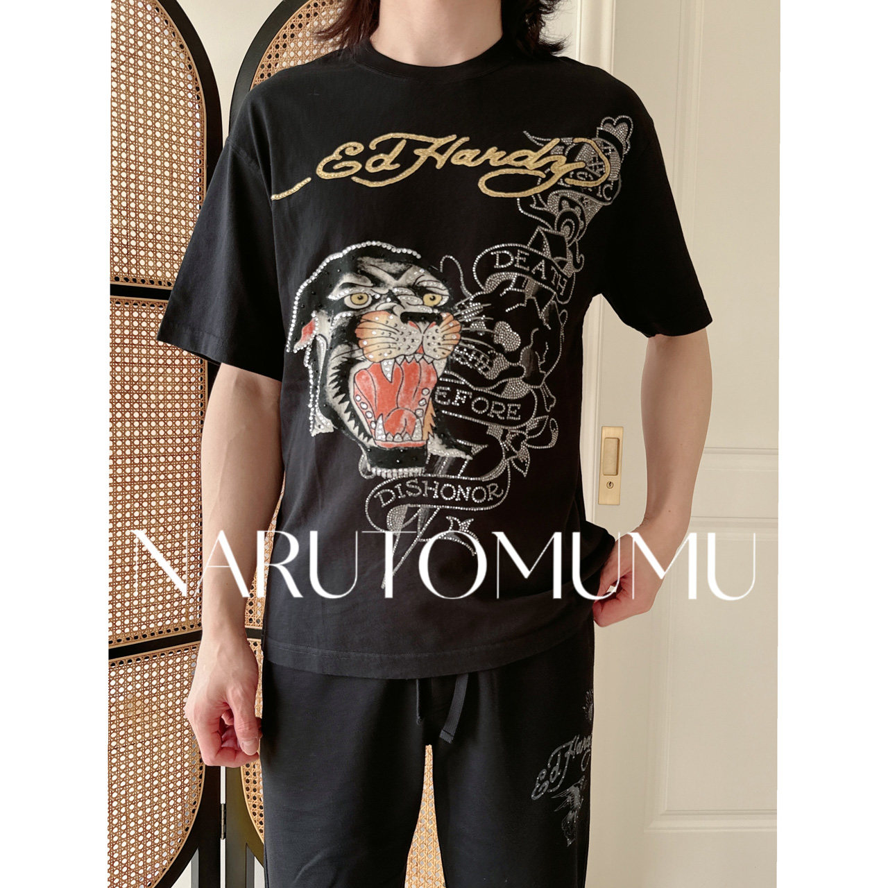 小姐姐全球购ED HARDY 水钻 猎豹 刺青印花 短袖T恤 男款 26夏03
