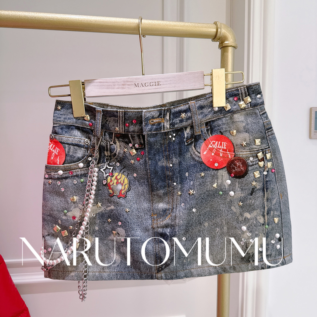 小姐姐全球购ED HARDY 满身数码印花 牛仔 半身裙裤 女款25冬04