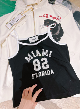 小姐姐澳门全球购taio大澳 水钻印花 字母  美潮吊带 背心