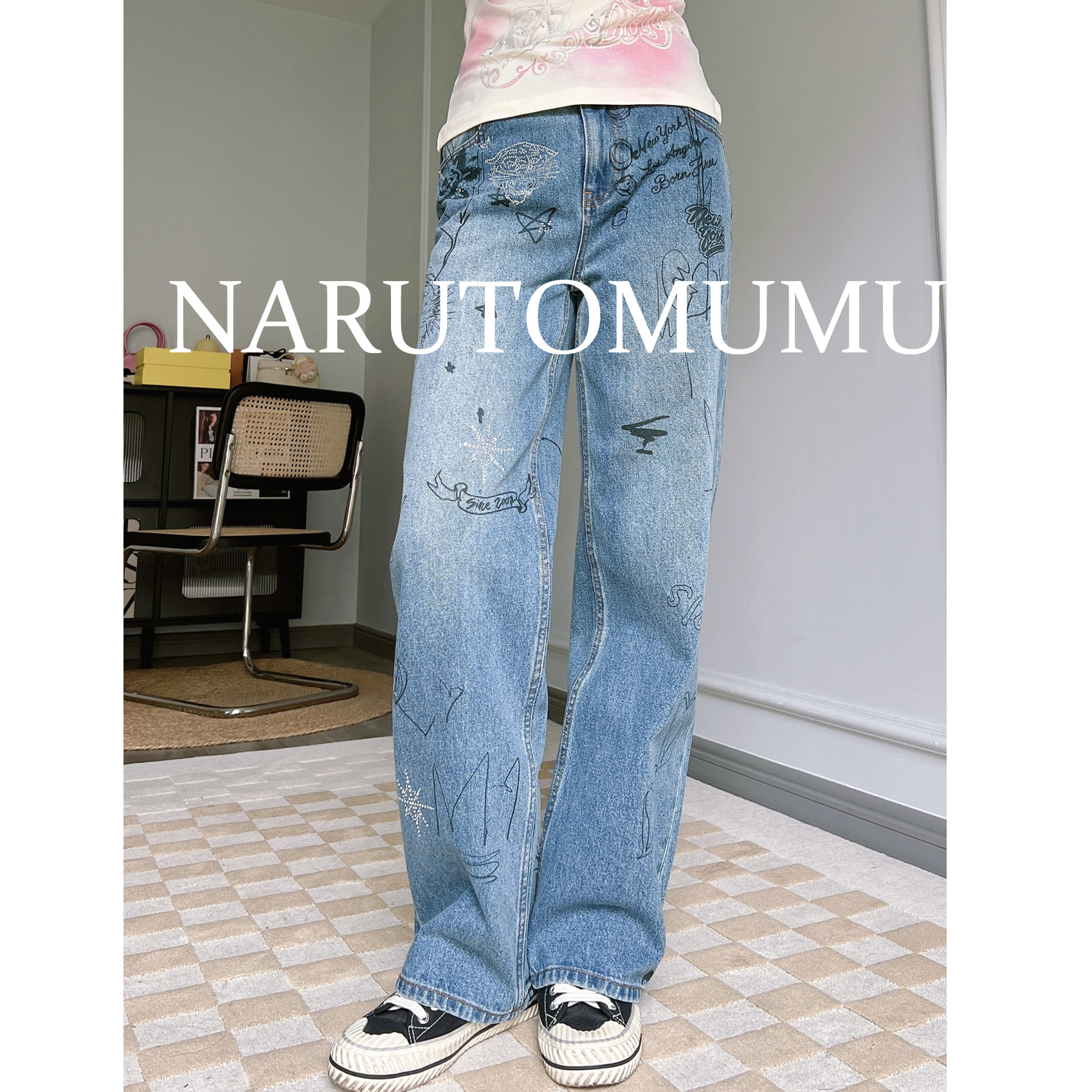 小姐姐全球购ED HARDY 满身涂鸦 水钻虎头 牛仔裤 女款24冬Z055