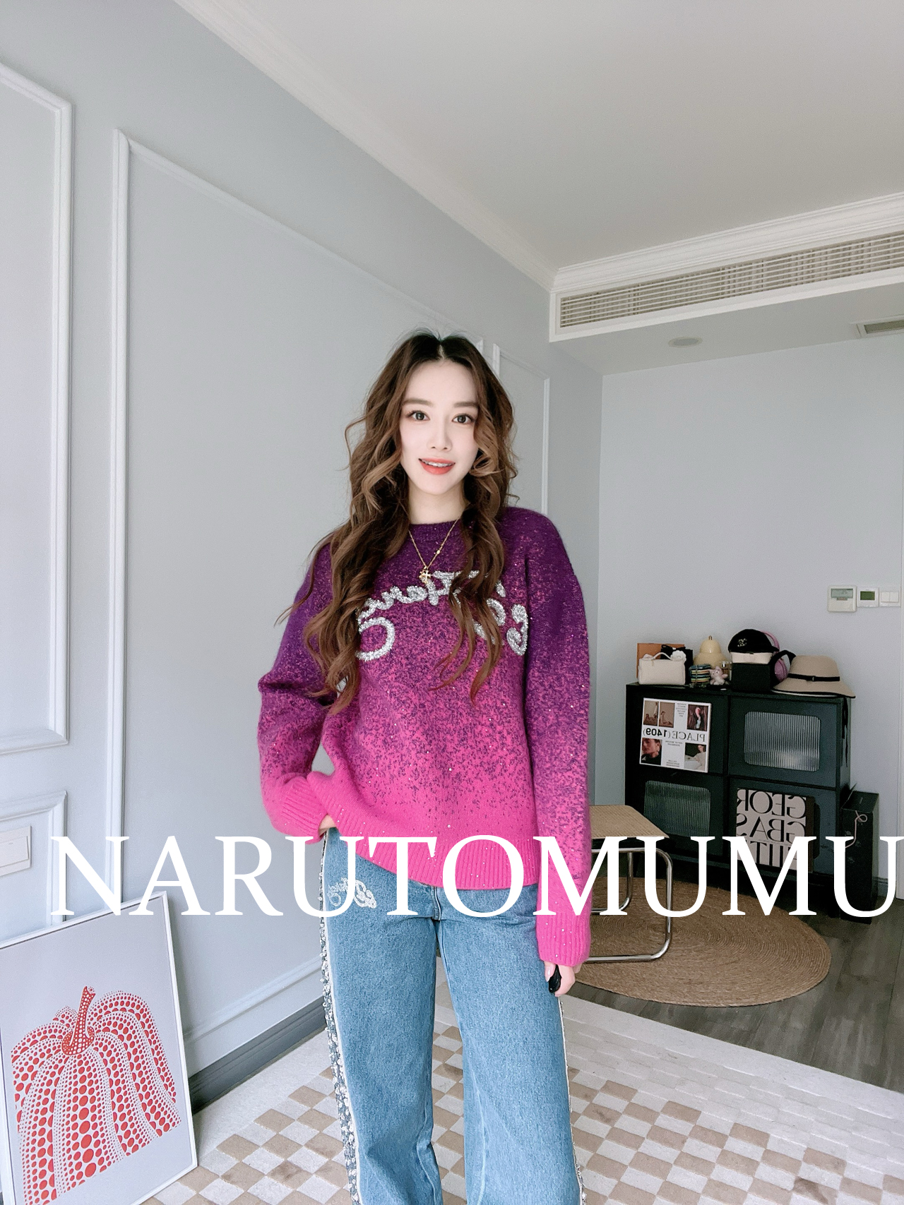 小姐姐全球购ED HARDY 重工金丝线logo 渐变色 毛衣 女款23冬Z035