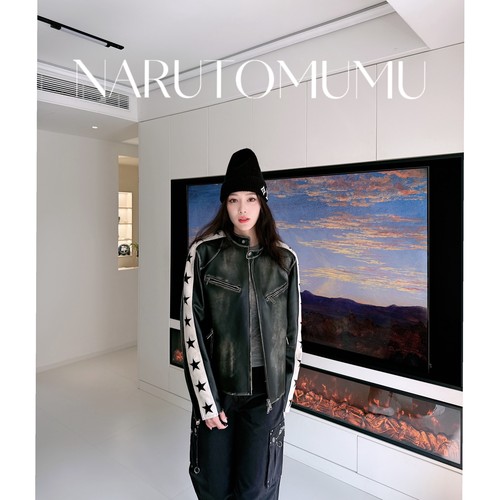 小姐姐全球购ED HARDY复古 星星涂鸦机车皮衣 男款25冬05