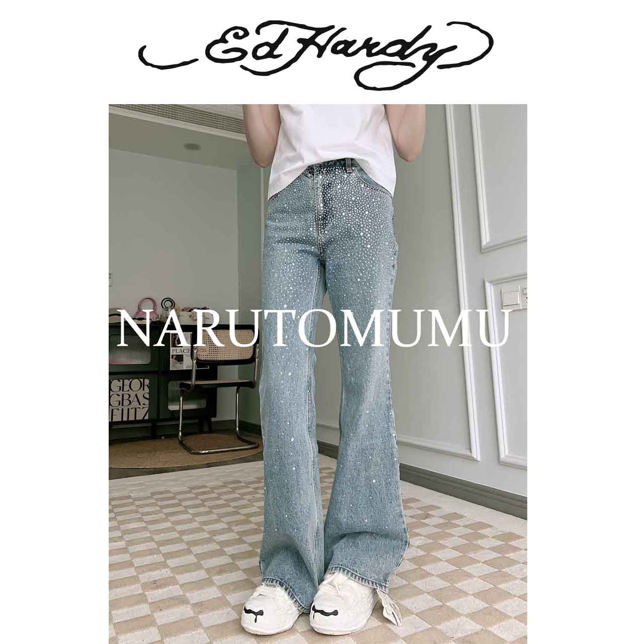 小姐姐全球购ED HARDY 全满钻流星雨 微喇 牛仔裤 女款24秋Z045