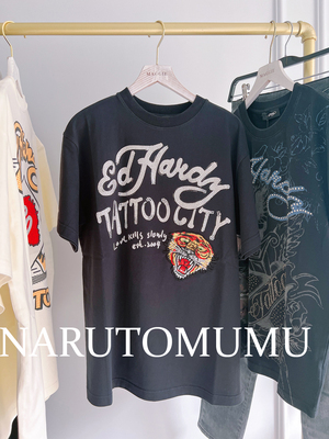 小姐姐全球购ED HARDY logo米珠闪片虎头 宽松大T恤 女款24夏Z04