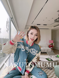 女款 子牛仔夹克 23春Z04 HARDY超重工闪片小羊皮袖 小姐姐全球购ED