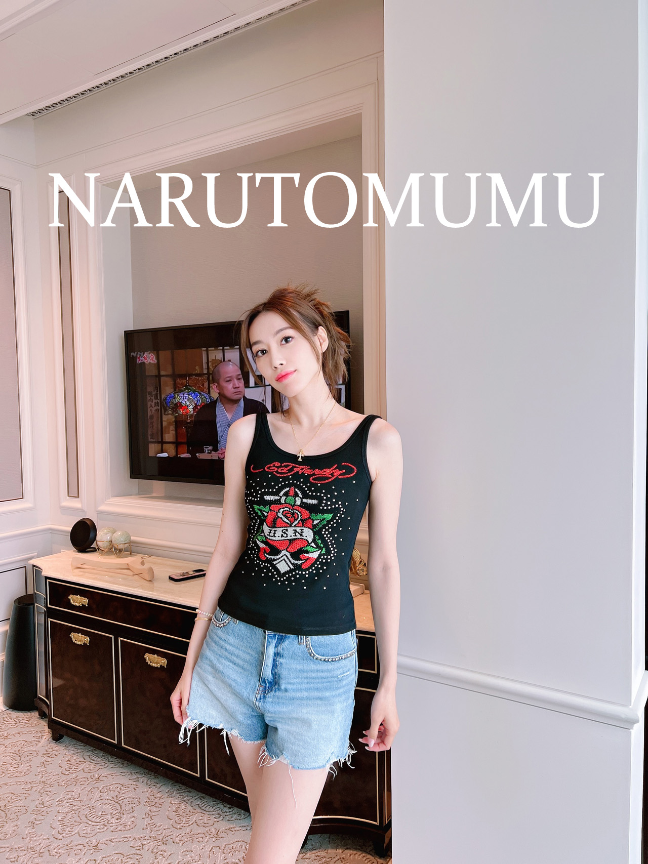 ed水钻印花套头奢华满钻