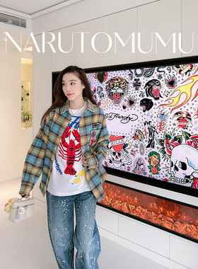 小姐姐全球购ED HARDY 龙虾刺绣 拼贴 格子 衬衫 女款26春05
