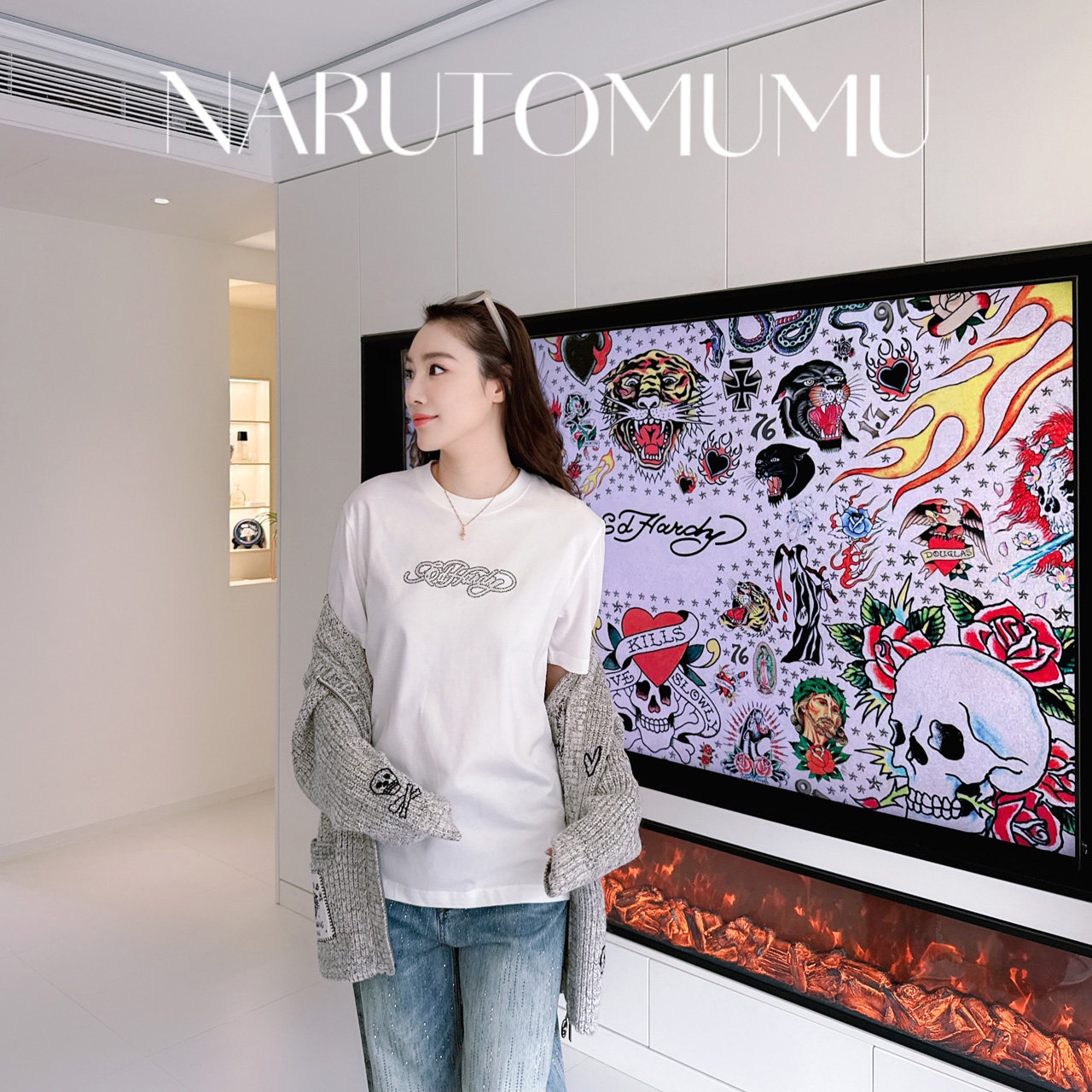小姐姐全球购ED HARDY 满钻 经典logo 虎头 短袖T恤 男款 26春03