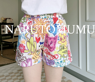 女款 小姐姐全球购ED 薄短裤 满身萌宠涂鸦印花 24秋Z04 HARDY