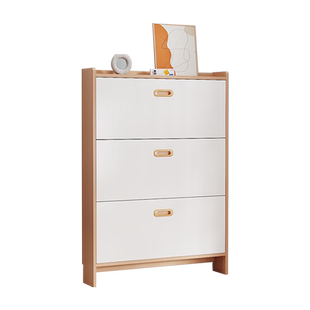 坐凳一体靠墙鞋柜实木家用门口门外小窄高立式超薄超窄16cm翻斗柜