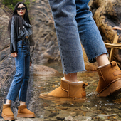 子皮毛一体女款 冬季 加绒加厚棉靴棉鞋 厚底雪地靴女鞋 面包鞋 短靴子