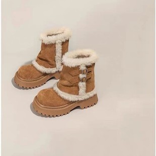皮毛一体羊羔毛加绒保暖毛毛棉鞋 冬季 2025新款 厚底中筒雪地靴女款