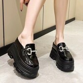 穆勒凉拖女鞋 无后跟内增高跟厚底乐福鞋 子 女外穿春夏季 包头半拖鞋