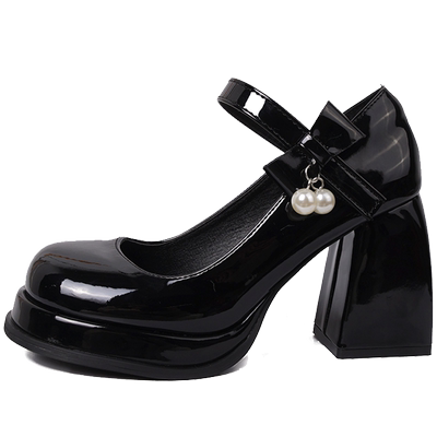 内莎儿高跟鞋粗跟单鞋