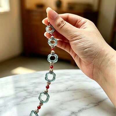 顺遂蓝水梅花连环手链送女生闺蜜本命年祈福礼物新中式气质百搭