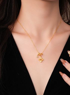 金色镂空设计感项链女2026新款轻奢小众颈链高级感吊坠毛衣链配饰