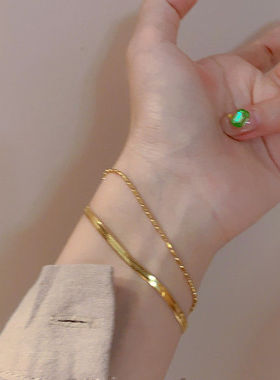 双层蛇骨手链女款2025新款轻奢精致简约高级设计感时尚百搭手饰品