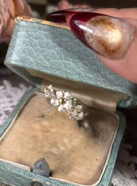 复古做旧花朵戒指开口小众设计感清冷感新中式国风指环轻奢高级感