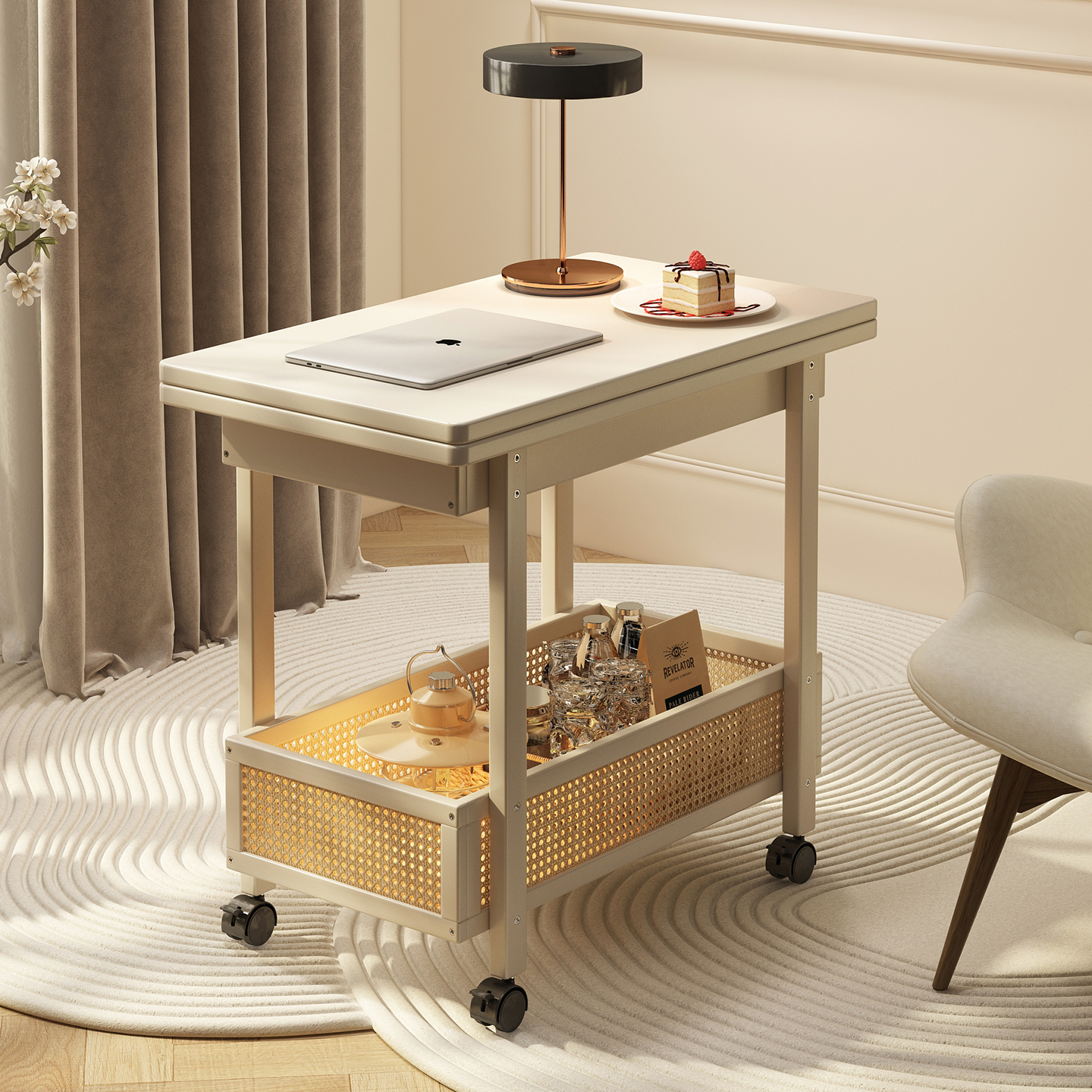 边几茶几客厅带轮可伸缩折叠小推车简易沙发侧边柜小桌子租房好物