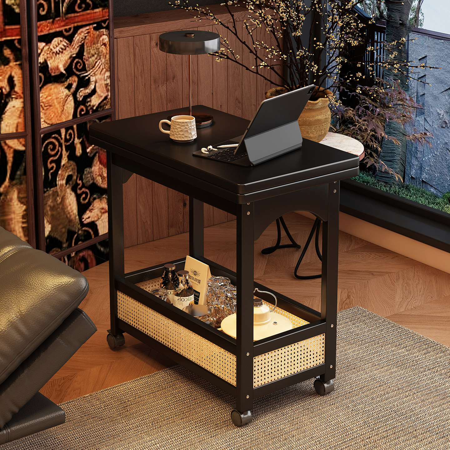 实木边几茶几客厅带轮可移动沙发侧边柜小桌子卧室懒人收纳小推车