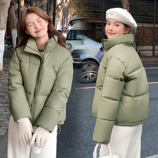 免洗pu皮棉服女短款2024新款冬季加厚立领面包服小个子肯豆外套