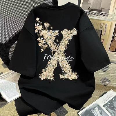 男女童美式炸街时髦设计感短袖T恤夏季中大儿童宽松半袖纯棉上衣