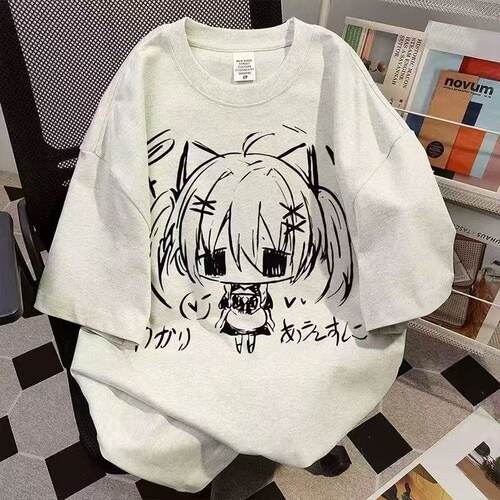 女童日系卡通独特设计感超好看纯棉T恤短袖中大童夏季宽松上衣服