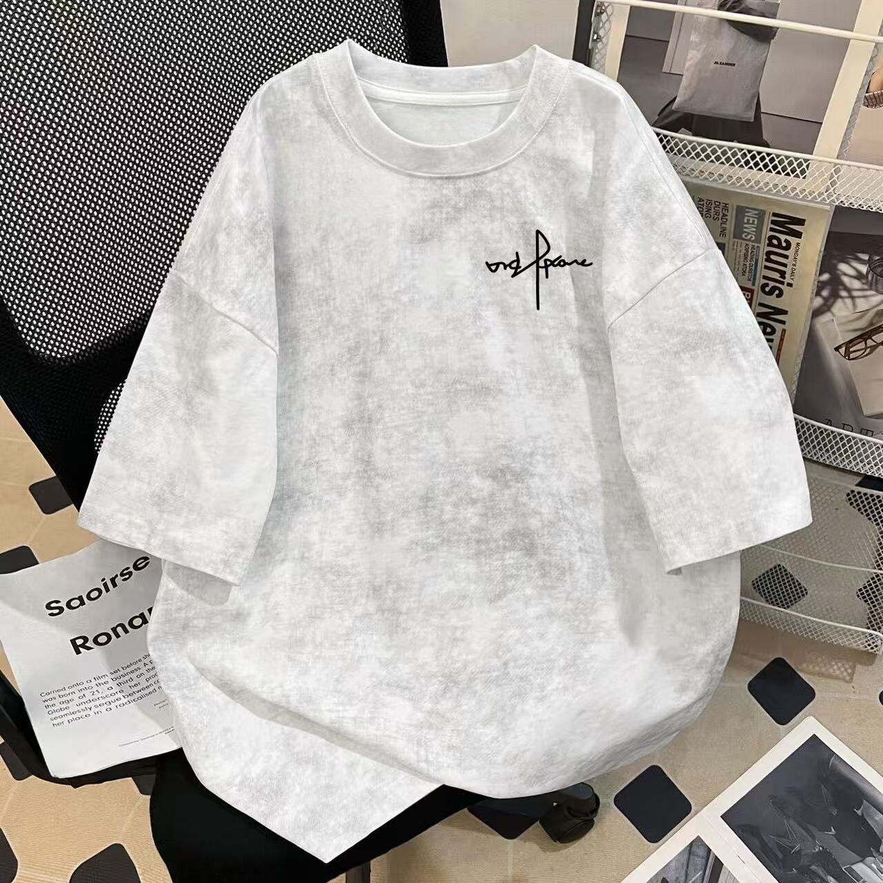 中大儿童2026夏季设计感短袖T恤男女童美式纯棉扎染vintage上衣潮图片