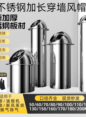 防虫鸟加长不锈钢出风口穿墙风帽