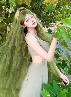绿色假发羊毛卷洛丽塔超长1米