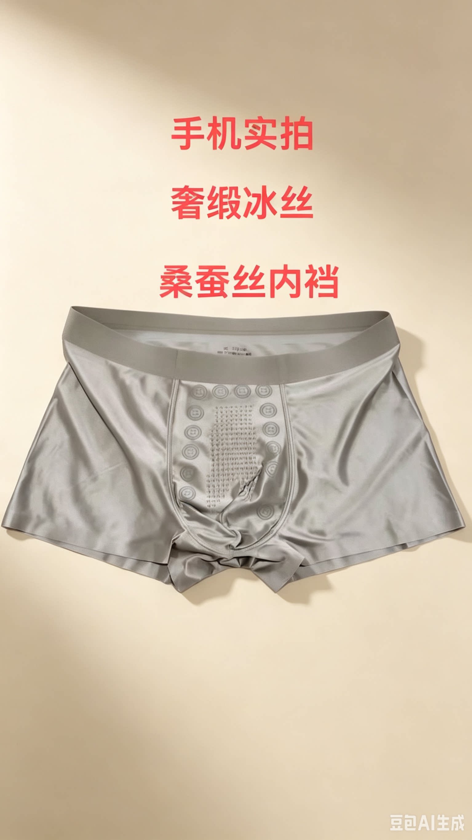 奢缎桑蚕丝柔软裸感冰丝纯色舒适男平角内裤