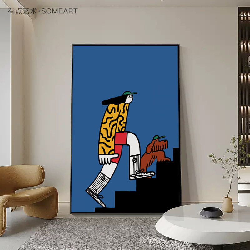 克莱因蓝客厅沙发背景墙装饰画极简卧室壁画蓝色走廊玄关过道挂画,家居饰品,现代装饰画,淘宝优惠券,粉丝福利购,淘宝优惠卷