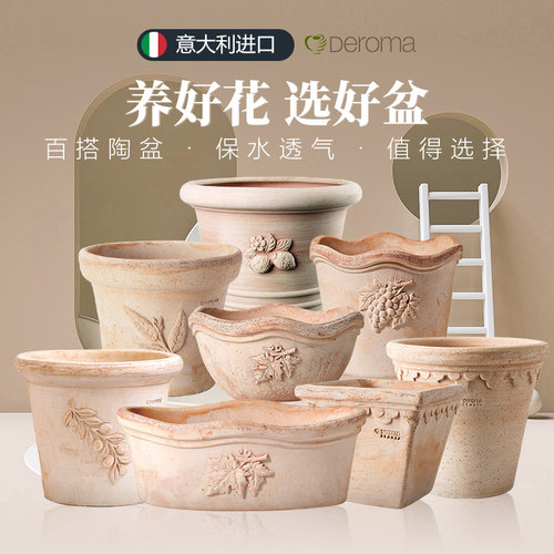 虹越进口罗马花盆方形陶土柠檬盆