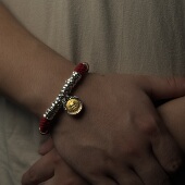 999足银盘缠手串藏式 重手工编织可调百搭招米新年手链编绳黄财神