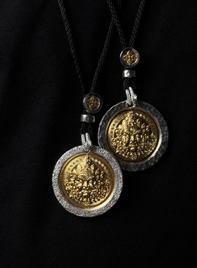 【黄财财pro版】双面古法金999足银项链手工实心文玩藏式纯银24K