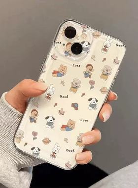 新款超人小熊适用苹果16promX手机壳14 15透明软壳XSMX精孔11pro