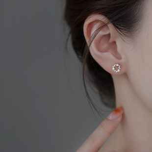 纯银针耳针2025年新款精致小巧橄榄枝耳环简约百搭高级感气质大气