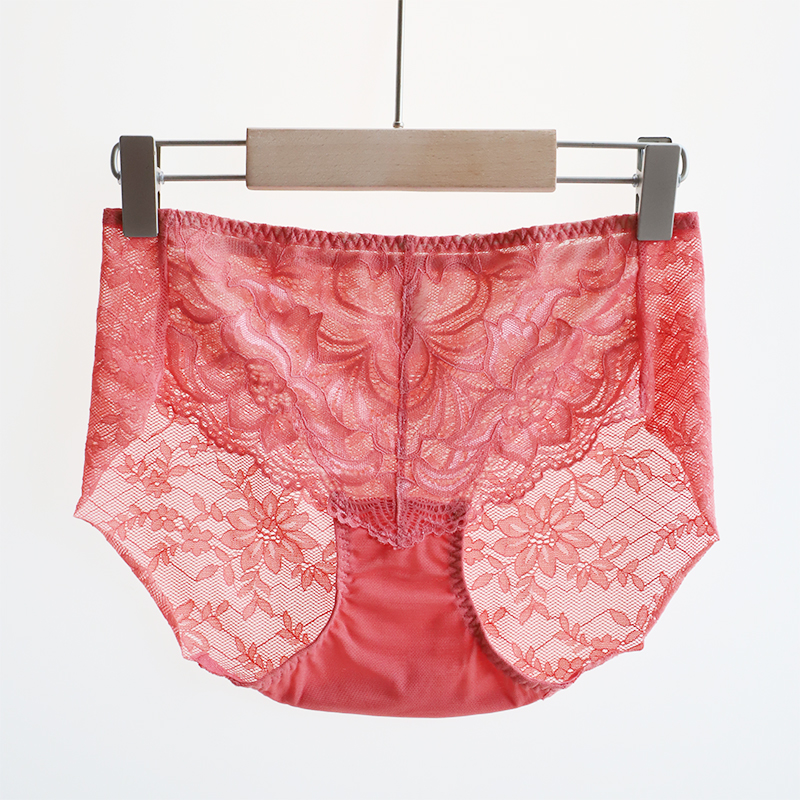 一片式无缝蕾丝：出口中腰三角裤