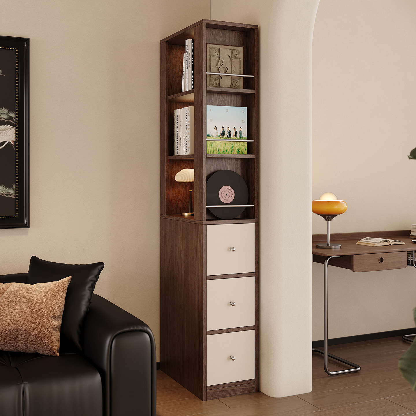 中古风书柜家用落地超窄书架夹缝收纳置物柜现代简约格子柜可定制,住宅家具,单个书柜,淘宝优惠券,粉丝福利购,淘宝优惠卷