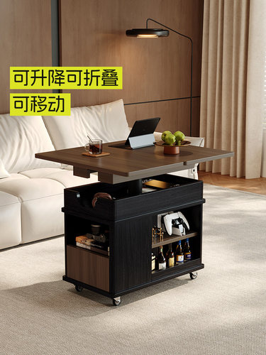 小公寓升降桌折叠咖啡桌手推车小茶桌折叠餐桌中世纪手推车边桌实