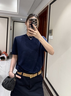 经典 高支数chao精细美丽奴羊毛蚕丝混纺气质针织T恤 净版