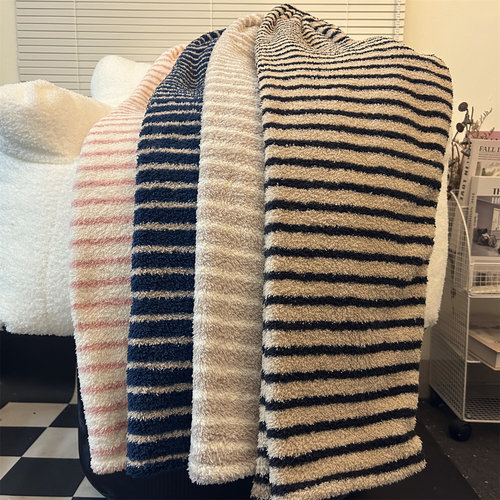 2025新款高个子加长版冬天条纹珊瑚绒长睡裤女加厚保暖居家遛弯裤