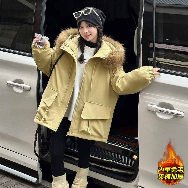女童派克服棉衣加绒加厚冬装外套