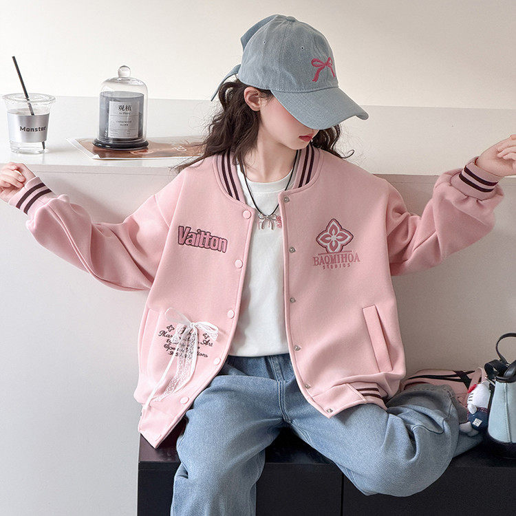 女童棒球服外套春秋圆领夹克休闲2026新款中大童上衣开衫洋气百搭,童装/婴儿装/亲子装,普通外套,淘宝优惠券,粉丝福利购,淘宝优惠卷